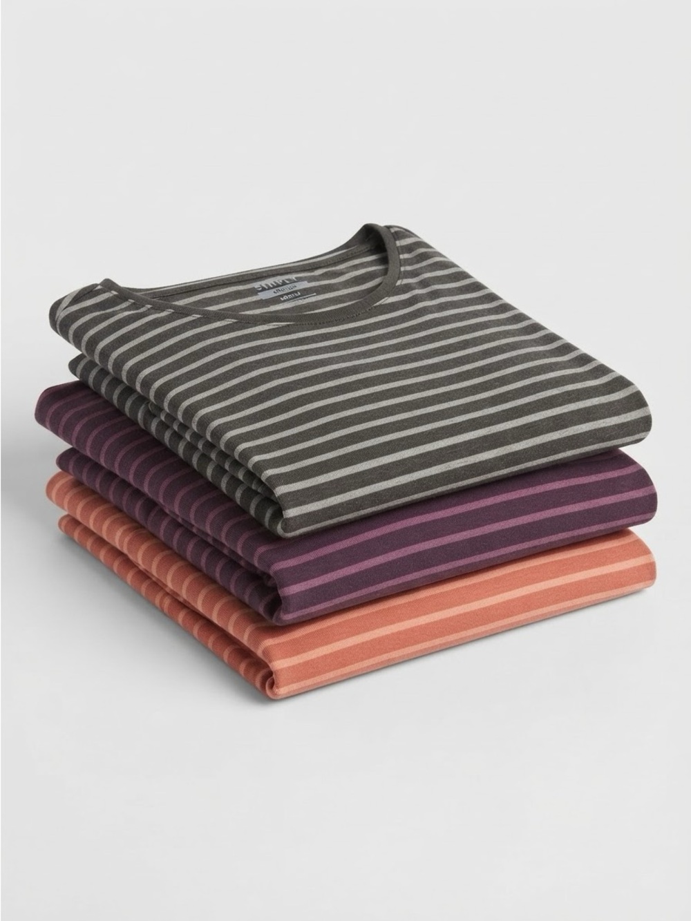 Simply Styled Bundle of 3 cotton half length sleeve stripes comfortable t-shirts